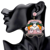 Beaded Easter Bunny Carrot Pointed Car Dangle Earrings - Madeline Love - Flyclothing LLC