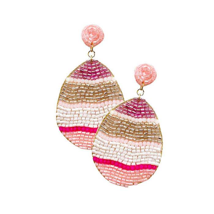 Felt Back Beaded Easter Egg Dangle Earrings - Madeline Love - Flyclothing LLC