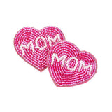 Felt Back MOM Message Heart Beaded Earrings - Madeline Love - Flyclothing LLC