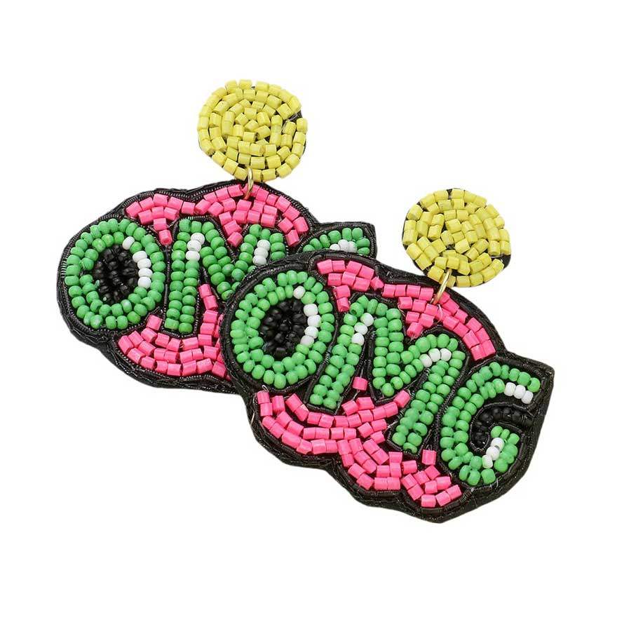 Felt Back OMG Message Seed Beaded Dangle Earrings - Madeline Love - Flyclothing LLC