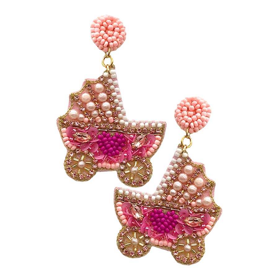 Felt Back Pearl Beaded Stroller Dangle Earrings - Madeline Love - Flyclothing LLC
