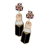 Felt Back Seed Beaded Lipstick Dangle Earrings - Madeline Love - Flyclothing LLC