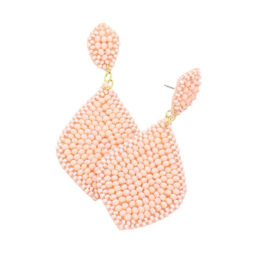 Felt Back Seed Beaded Petal Dangle Earrings - Madeline Love - Flyclothing LLC