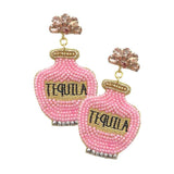 Felt Back Seed Beaded Tequila Dangle Earrings - Madeline Love - Flyclothing LLC