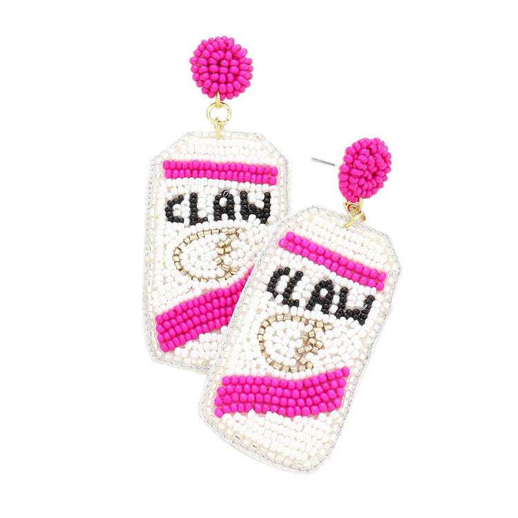 Felt Back Seed Beaded White Claw Can Dangle Earrings - Madeline Love - Flyclothing LLC