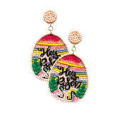 Felt Back Sequin Seed Beaded Easter Egg Dangle Earrings - Madeline Love - Flyclothing LLC