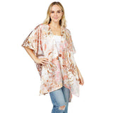 Floral Patterned Satin Cover Up Kimono Poncho - Madeline Love - Flyclothing LLC