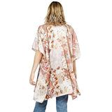 Floral Patterned Satin Cover Up Kimono Poncho - Madeline Love - Flyclothing LLC