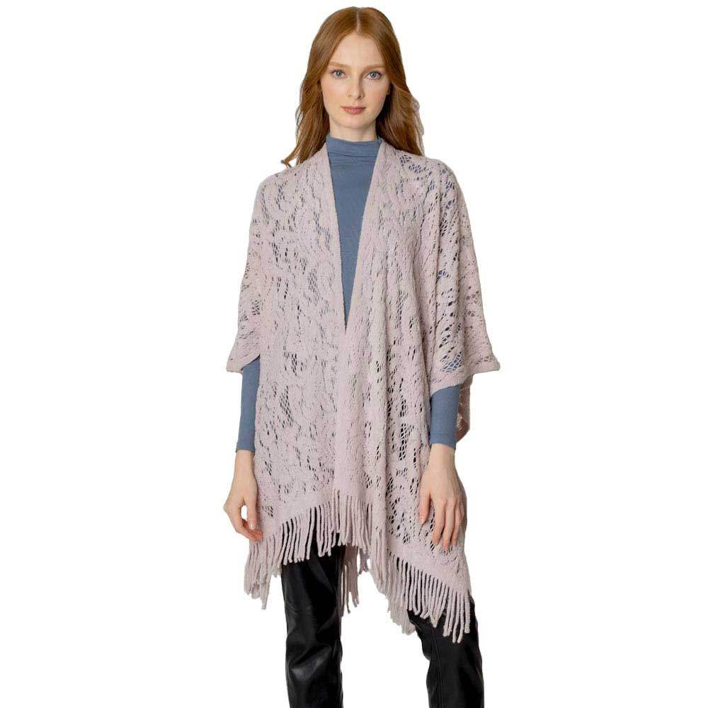 Floral Solid Crochet Ruana - Madeline Love - Flyclothing LLC