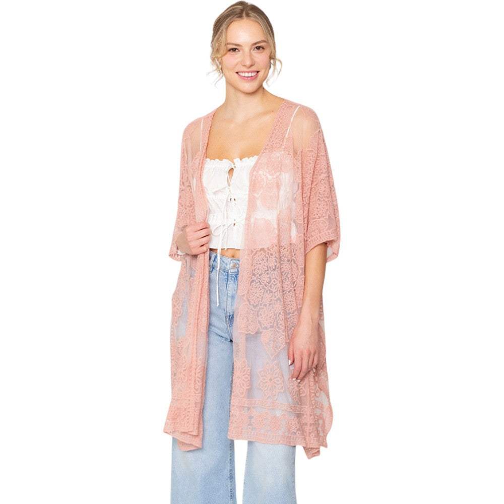 Flower Lace Kimono Poncho - Madeline Love - Flyclothing LLC