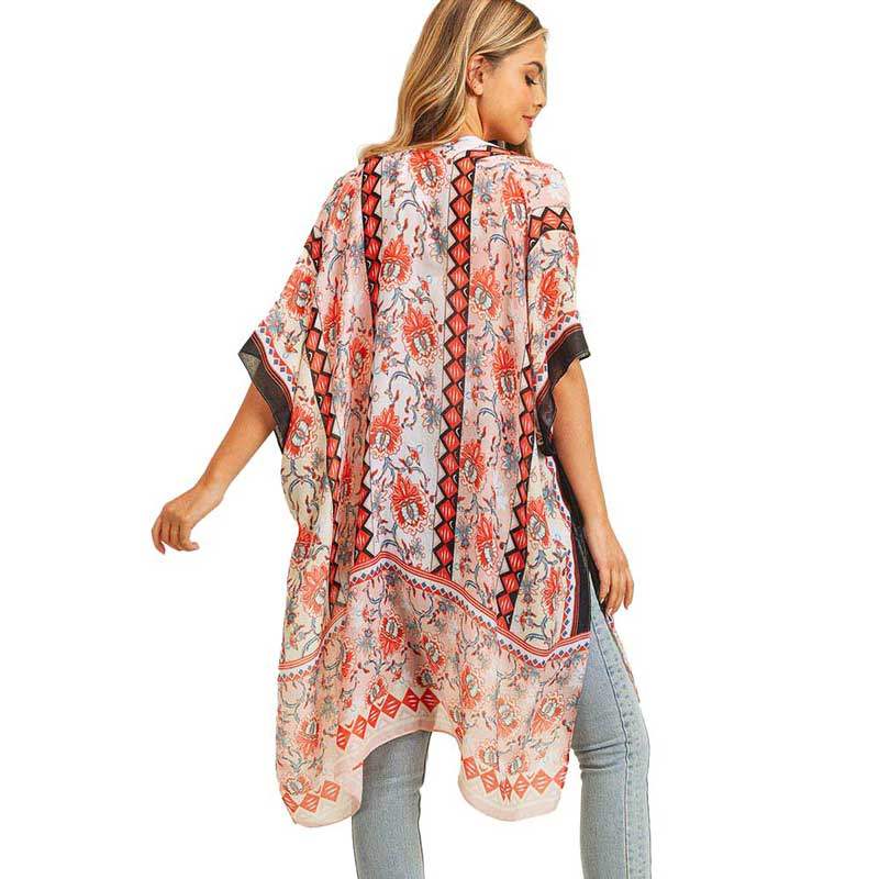 Flower Patterned Cover Up Kimono Poncho - Madeline Love - Flyclothing LLC