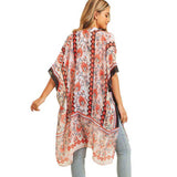 Flower Patterned Cover Up Kimono Poncho - Madeline Love - Flyclothing LLC