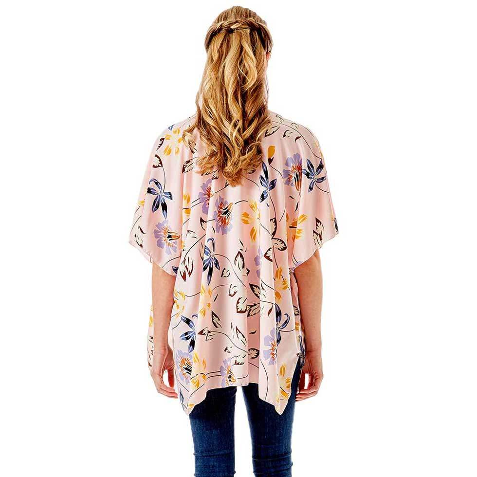 Flower Printed Cover Up Kimono Poncho - Madeline Love - Flyclothing LLC