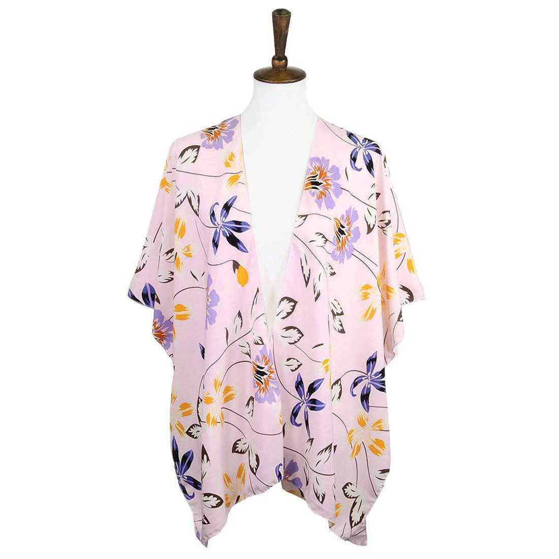 Flower Printed Cover Up Kimono Poncho - Madeline Love - Flyclothing LLC