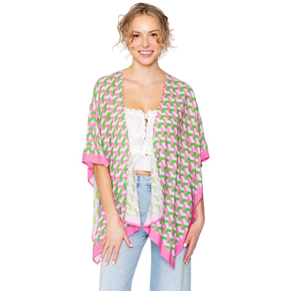 Geometric Pattern Print Ruana Poncho - Madeline Love - Flyclothing LLC
