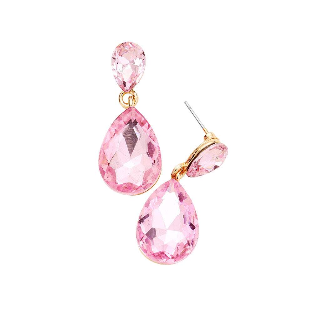 Glass Crystal Teardrop Dangle Earrings - Madeline Love - Flyclothing LLC