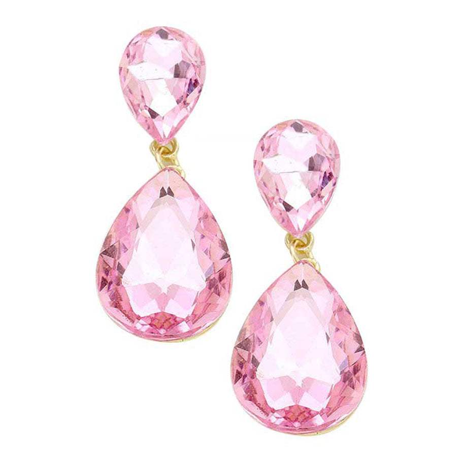 Glass Crystal Teardrop Evening Earrings - Madeline Love - Flyclothing LLC