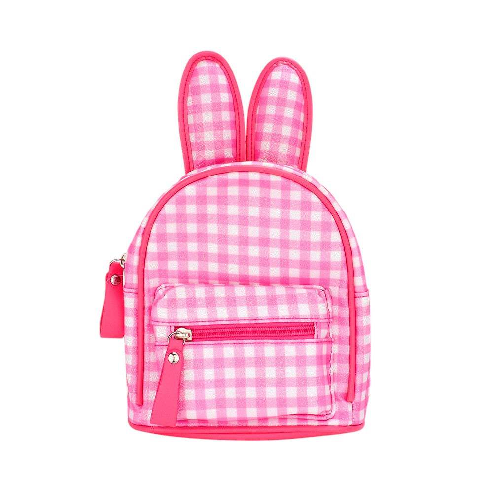 Glittered Check Patterned Bunny Mini Backpack Bag - Madeline Love - Flyclothing LLC