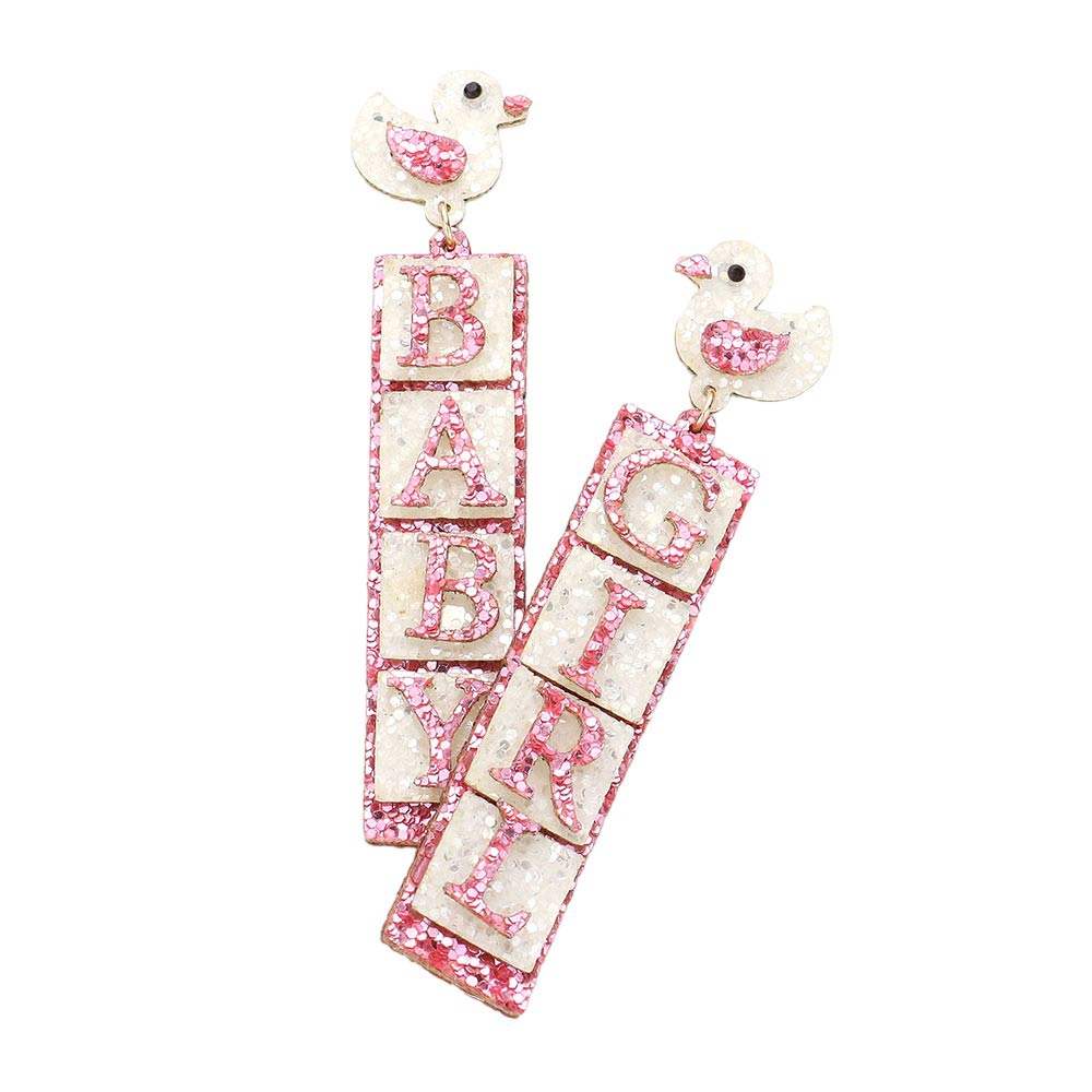 Glittered Chick Baby Girl Message Dangle Earrings - Madeline Love - Flyclothing LLC