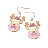 Glittered Enamel Christmas Reindeer Dangle Earrings - Madeline Love - Flyclothing LLC