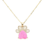 Glittered Heart Pointed Paw Pendant Necklace - Madeline Love - Flyclothing LLC