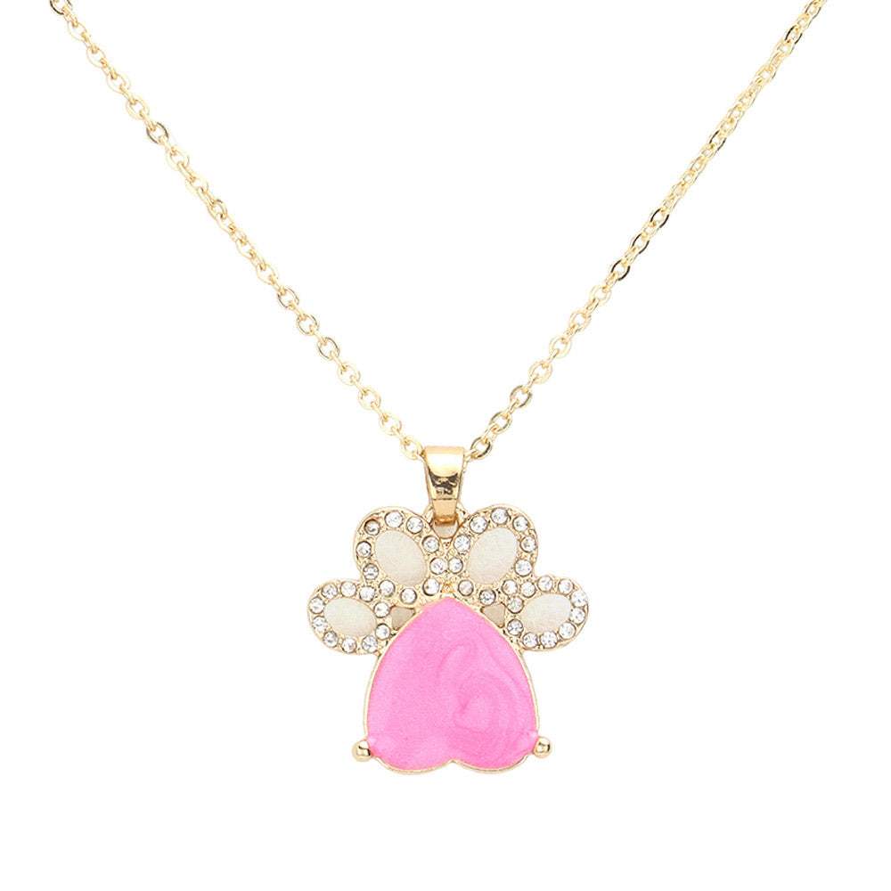 Glittered Heart Pointed Paw Pendant Necklace - Madeline Love - Flyclothing LLC