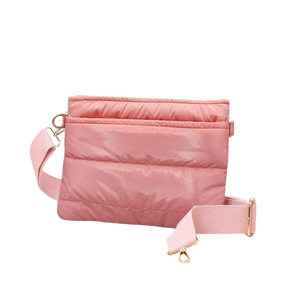 Glossy Solid Puffer Crossbody Bag - Madeline Love - Flyclothing LLC