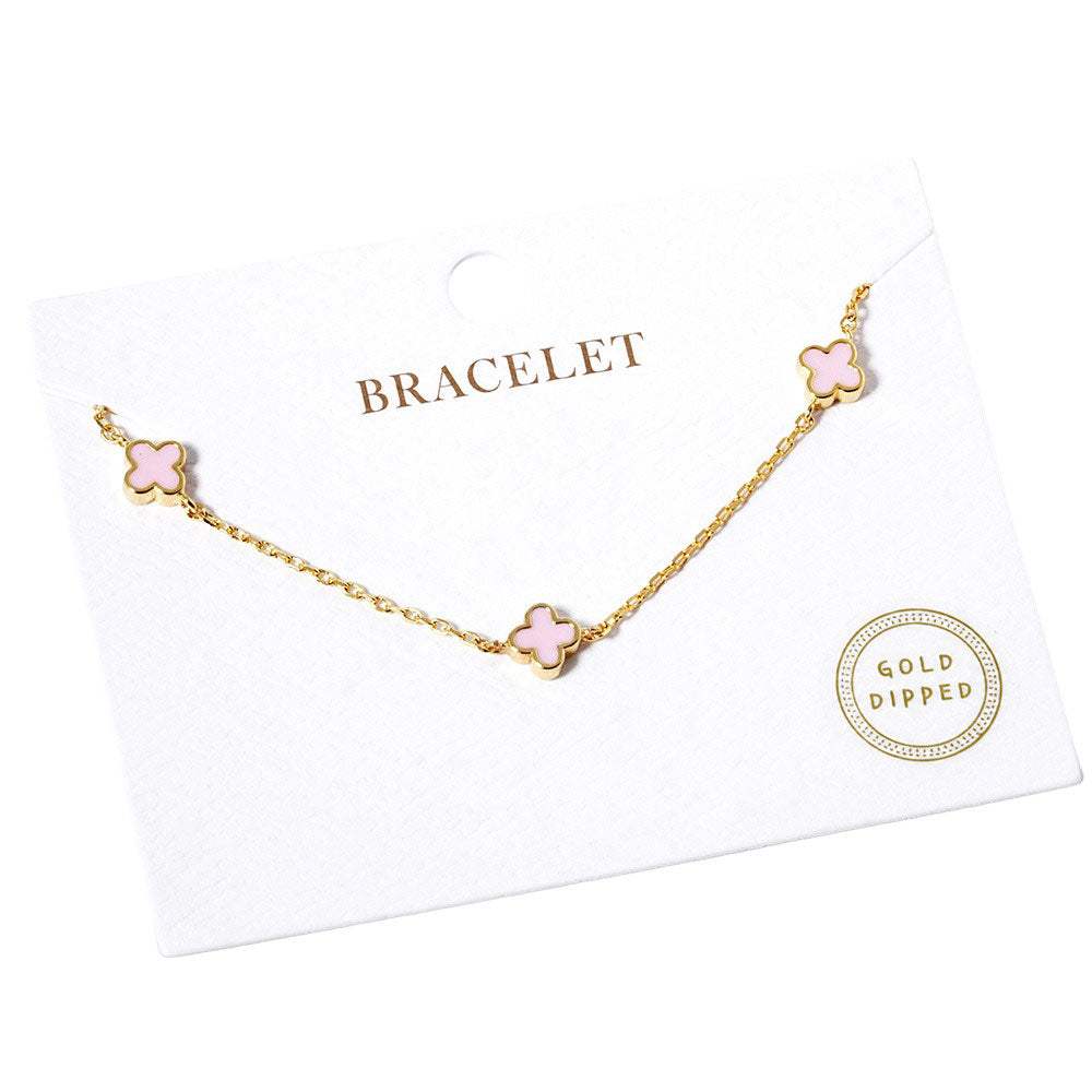 Gold Dipped Triple Quatrefoil Link Bracelet - Madeline Love - Flyclothing LLC