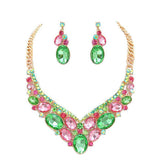 Oval Glass Crystal Evening Necklace - Madeline Love - Flyclothing LLC