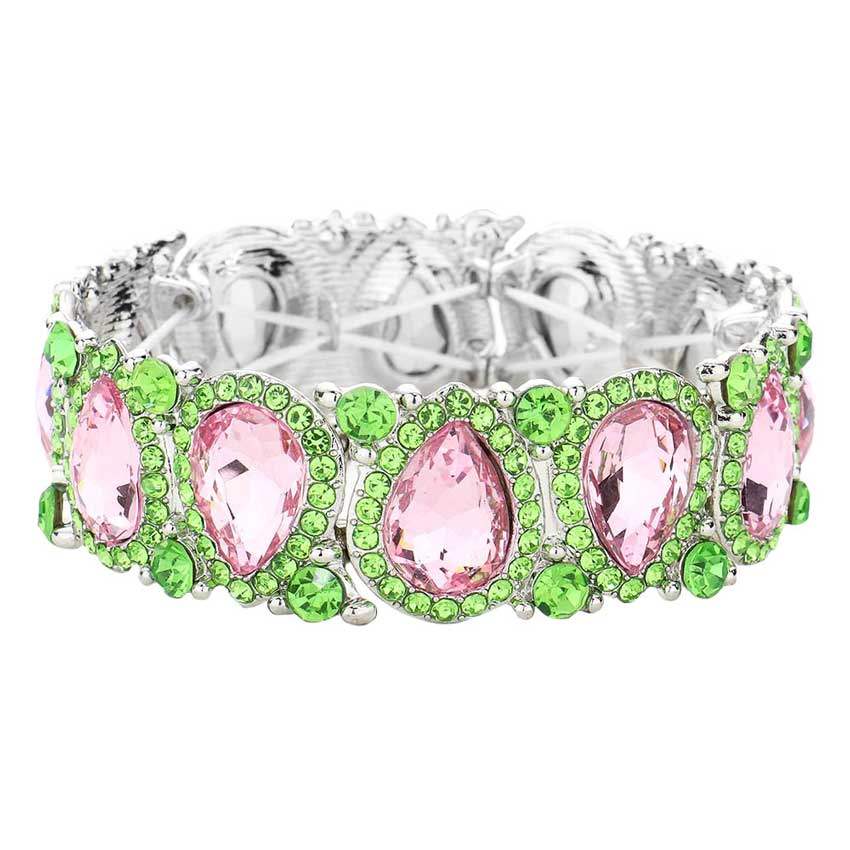 Teardrop Rhinestone Trim Stretch Evening Bracelet - Madeline Love - Flyclothing LLC