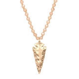 Hammered Metal Arrow Pendant Faceted Beads Long Necklace - Madeline Love - Flyclothing LLC