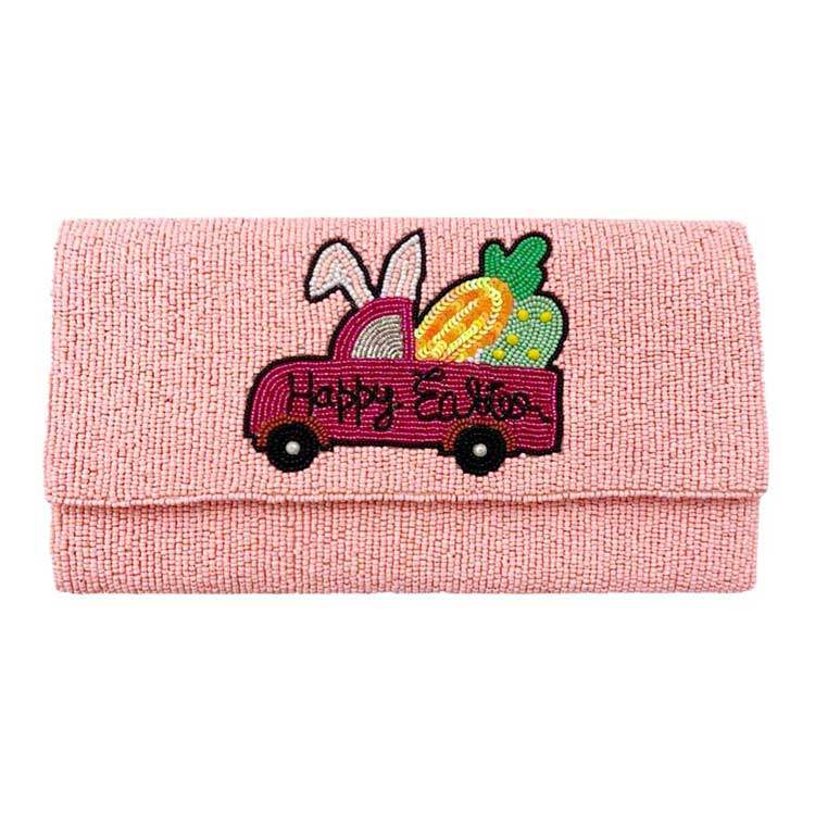 Happy Easter Carrot Bunny Seed Beaded Clutch Crossbody Bag - Madeline Love - Flyclothing LLC