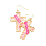 Happy Easter Message Confetti Cross Dangle Earrings - Madeline Love - Flyclothing LLC