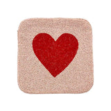 Heart Accented Seed Beaded Square Crossbody Bag - Madeline Love - Flyclothing LLC