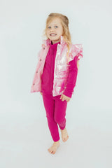 Pink Iridescent Puffer Vest - Mila & Rose ® - Flyclothing LLC