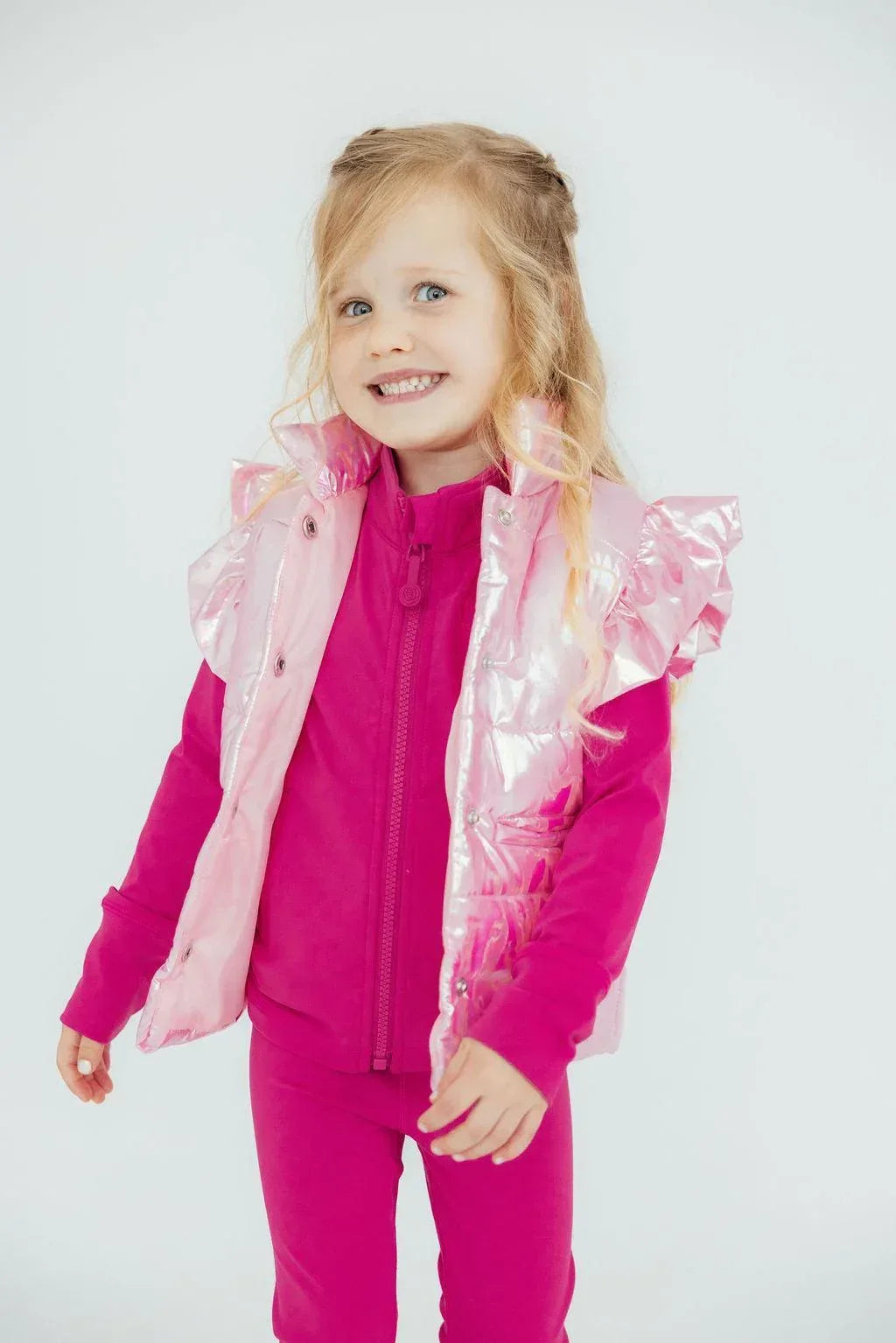 Pink Iridescent Puffer Vest - Mila & Rose ® - Flyclothing LLC