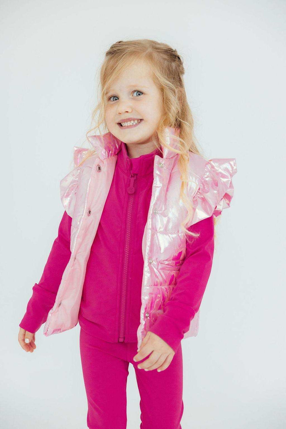 Pink Iridescent Puffer Vest - Mila & Rose ® - Flyclothing LLC