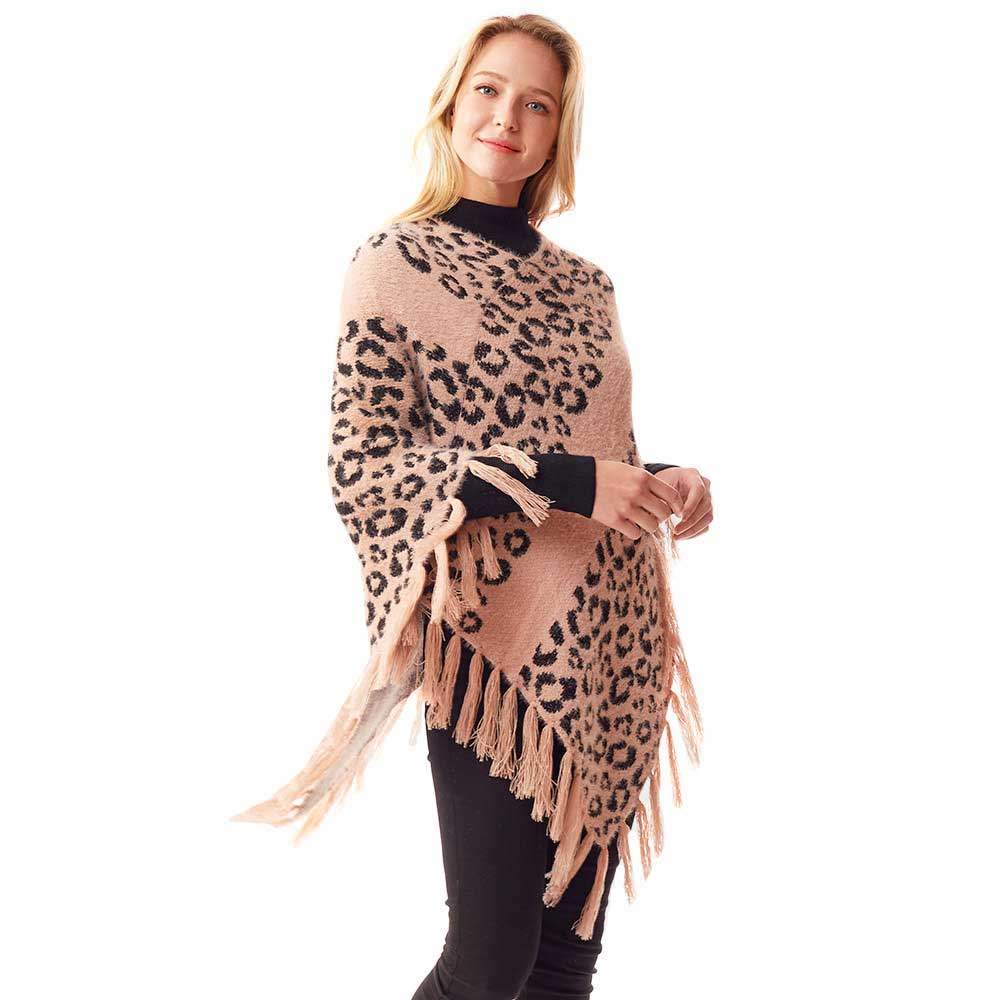 Leopard Patterned Poncho - Madeline Love - Flyclothing LLC