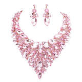 Marquise Stone Cluster Statement Evening Necklace - Madeline Love - Flyclothing LLC