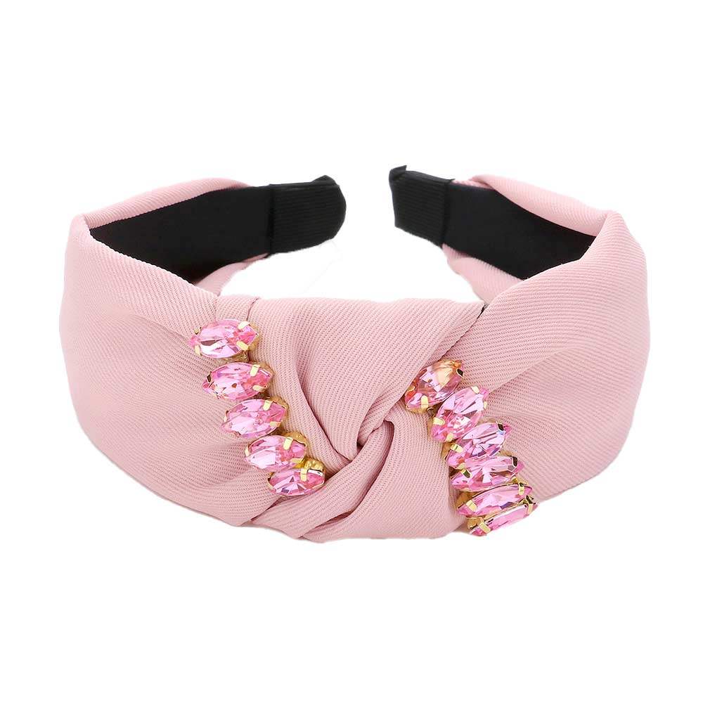 Marquise Stone Embellished Knot Burnout Headband - Madeline Love - Flyclothing LLC