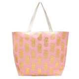 Metallic Pineapple Patterned Beach Tote Bag - Madeline Love - Flyclothing LLC