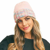 Multi Color Band Fleece Beanie Hats - Madeline Love - Flyclothing LLC