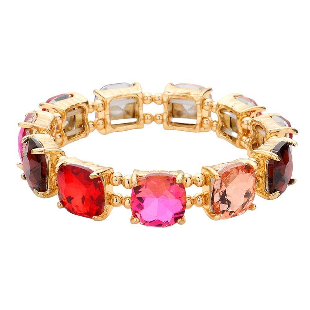 Cushion Square Stone Stretch Evening Bracelet - Madeline Love - Flyclothing LLC