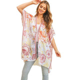 Multi Flower Patterned Cover Up Kimono Poncho - Madeline Love - Flyclothing LLC