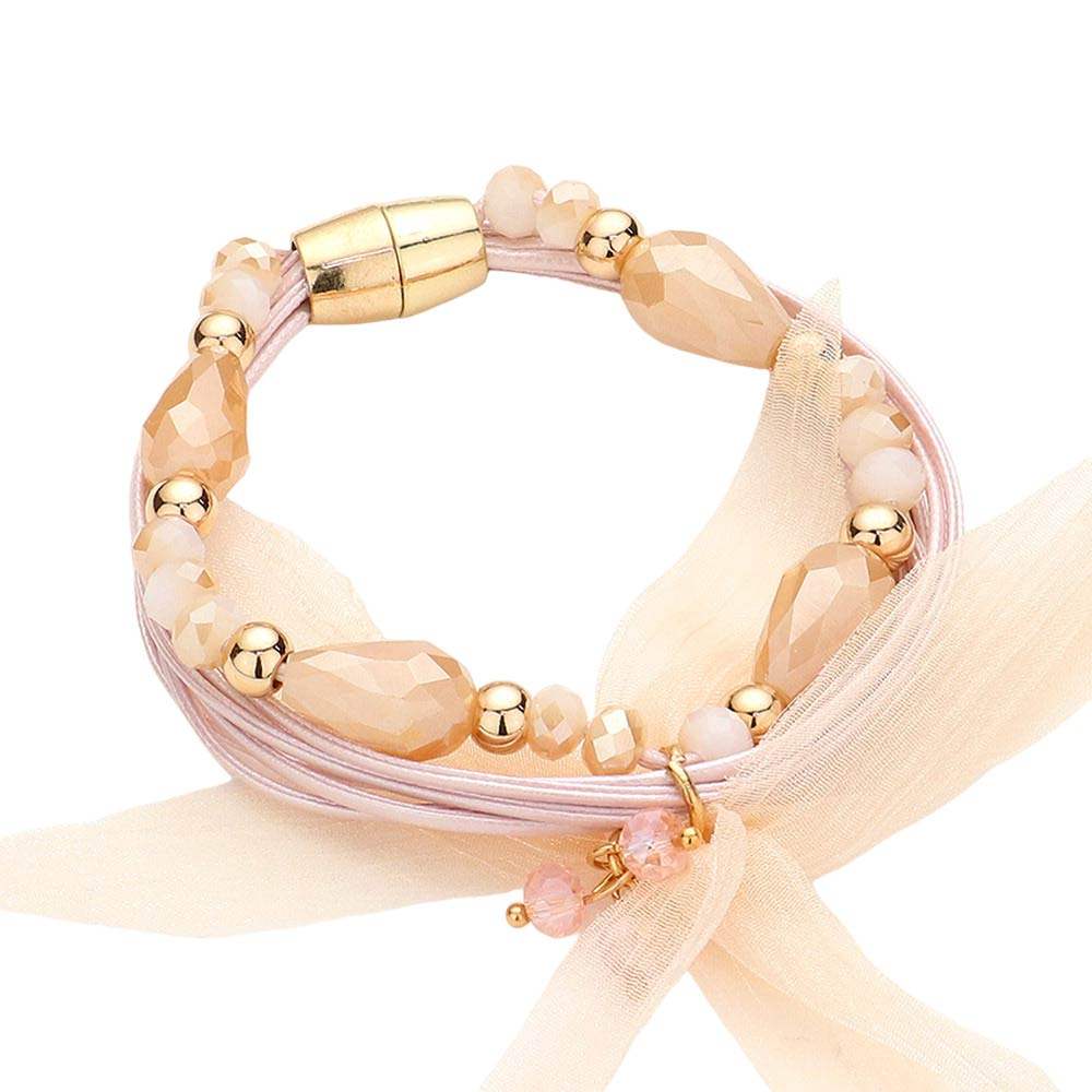 Multi Strand Cord Beaded Mesh Magnetic Bracelet - Madeline Love - Flyclothing LLC
