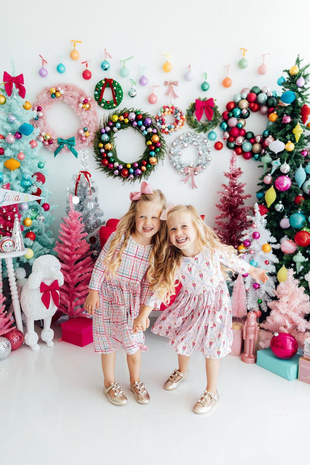 Pink Nutcracker 3/4 Sleeve Pocket Twirl Dress - Mila & Rose ® - Flyclothing LLC