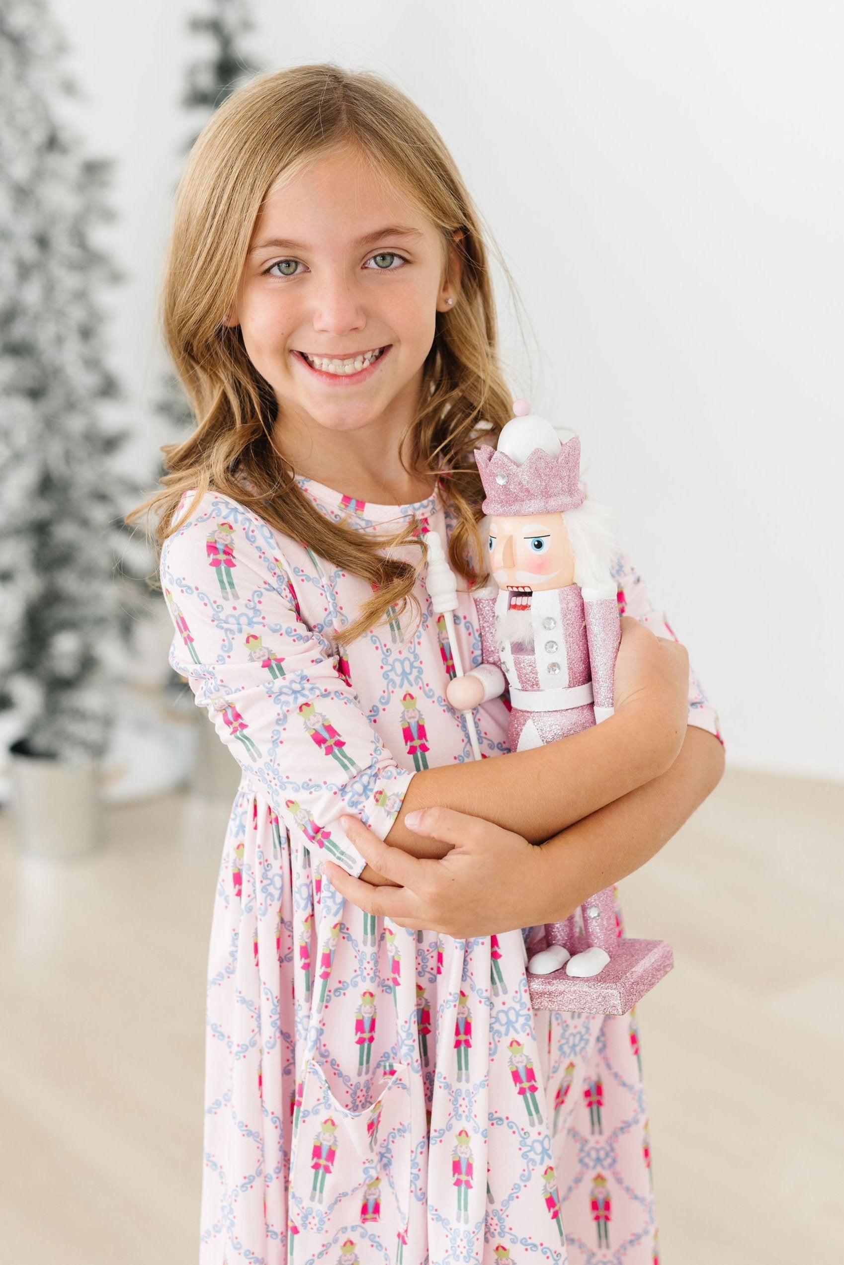 Pink Nutcracker 3/4 Sleeve Pocket Twirl Dress - Mila & Rose ® - Flyclothing LLC