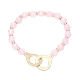 Open Metal Link Accented Faceted Beaded Stretch Bracelet - Madeline Love - Flyclothing LLC