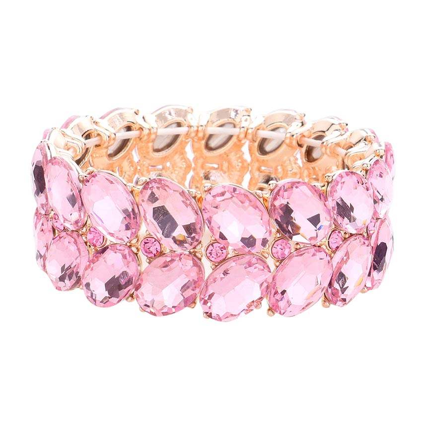 Oval Stone Cluster Stretch Evening Bracelet - Madeline Love - Flyclothing LLC