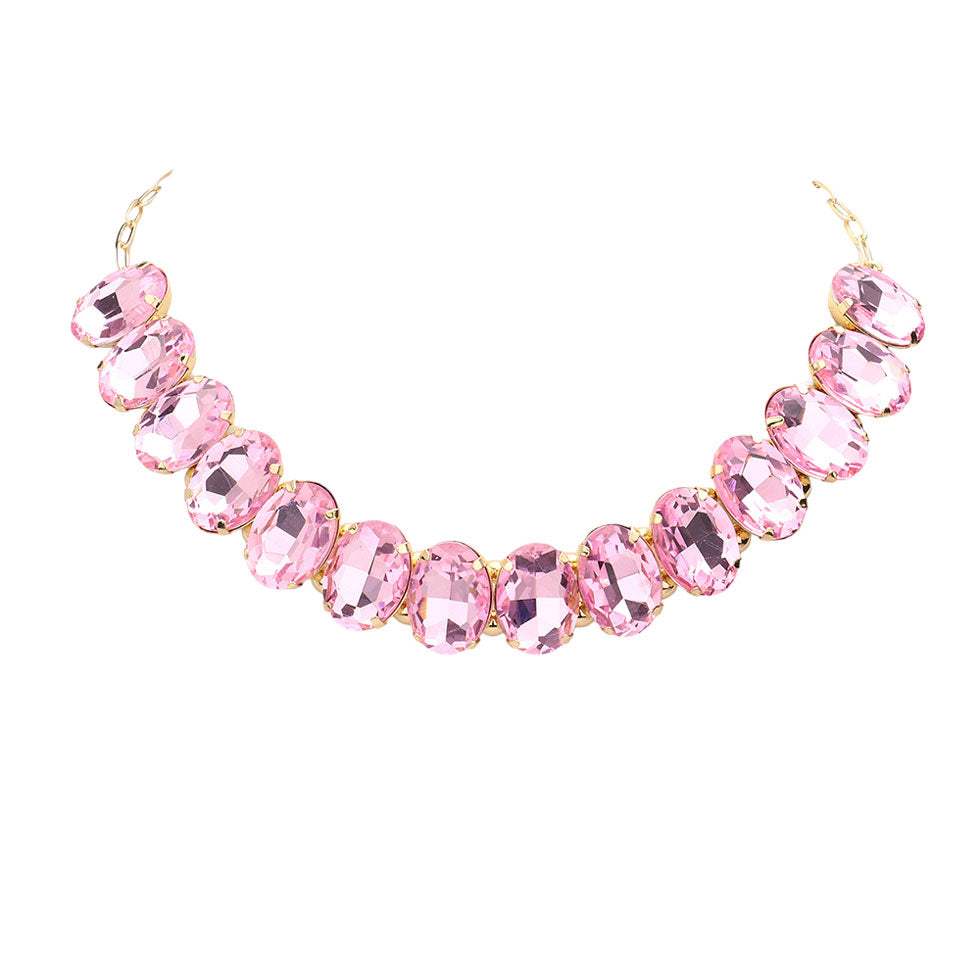 Oval Stone Evening Necklace - Madeline Love - Flyclothing LLC